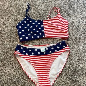 Pink Lily American flag swimsuit